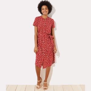 Loft Floral Tie Waist Shirtdress